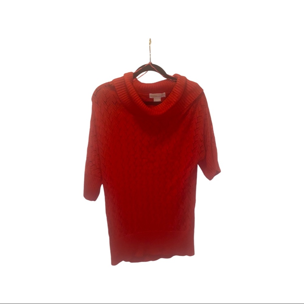 Michael Kors Red Open Knit Cowl Neck Sweater